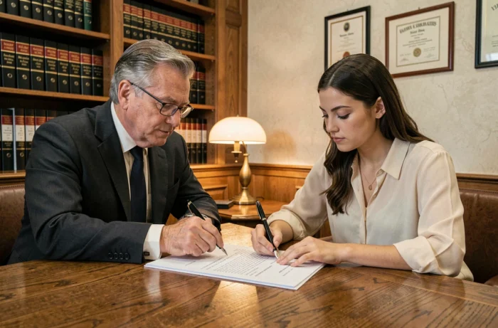 Signature d'un acte de vente immobilier chez le notaire avec conseils professionnels